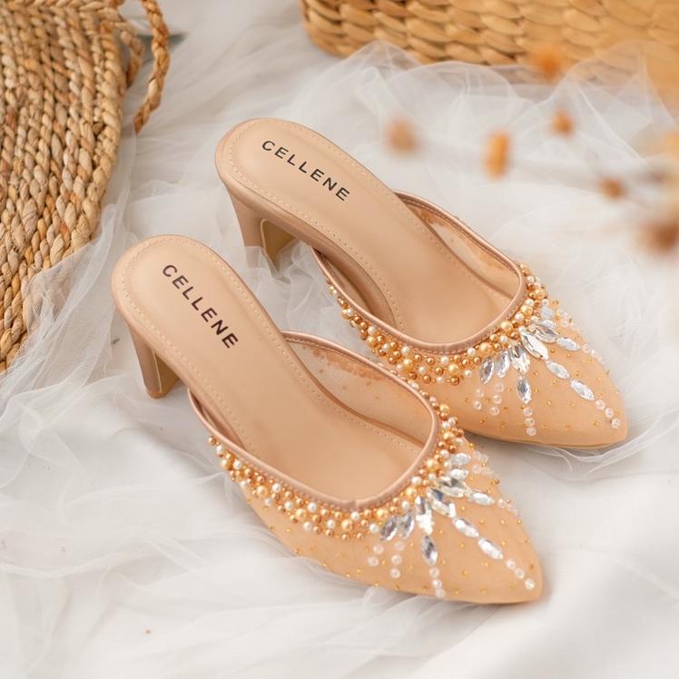 Special Price CELLENE Primrose Beads Heels (3warna) / wedding shoes 7cm payet