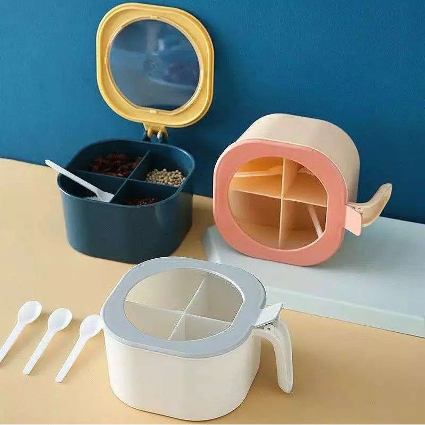 Rak Bumbu Dapur 4in1 Kotak Bumbu Sekat 4 in 1 Wadah Bumbu Dapur Tempat Serbaguna Box Rak Dapur