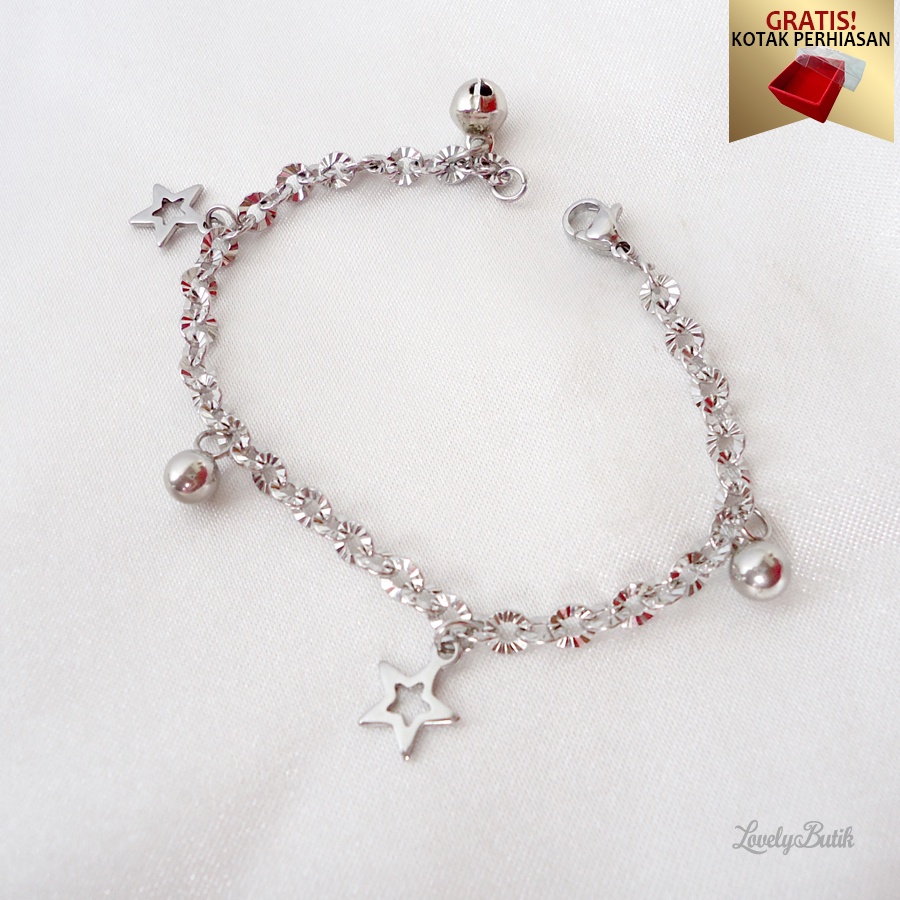 Gelang Tangan Titanium Anti Karat dan Luntur V3na Gelang Korea Wanita  Dewasa Anak Anak Model Rantai Nori Donat Mainan Bintang Stars Kekinian BONUS KOTAK PERHIASAN - Lovelybutik