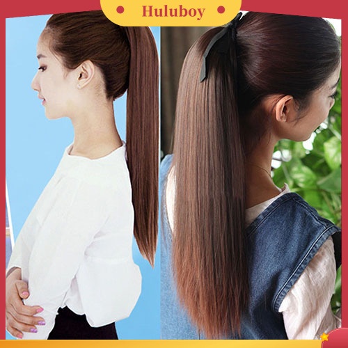 Wig Rambut Ekstensi Model Panjang Lurus Bahan Sintetis Untuk Wanita