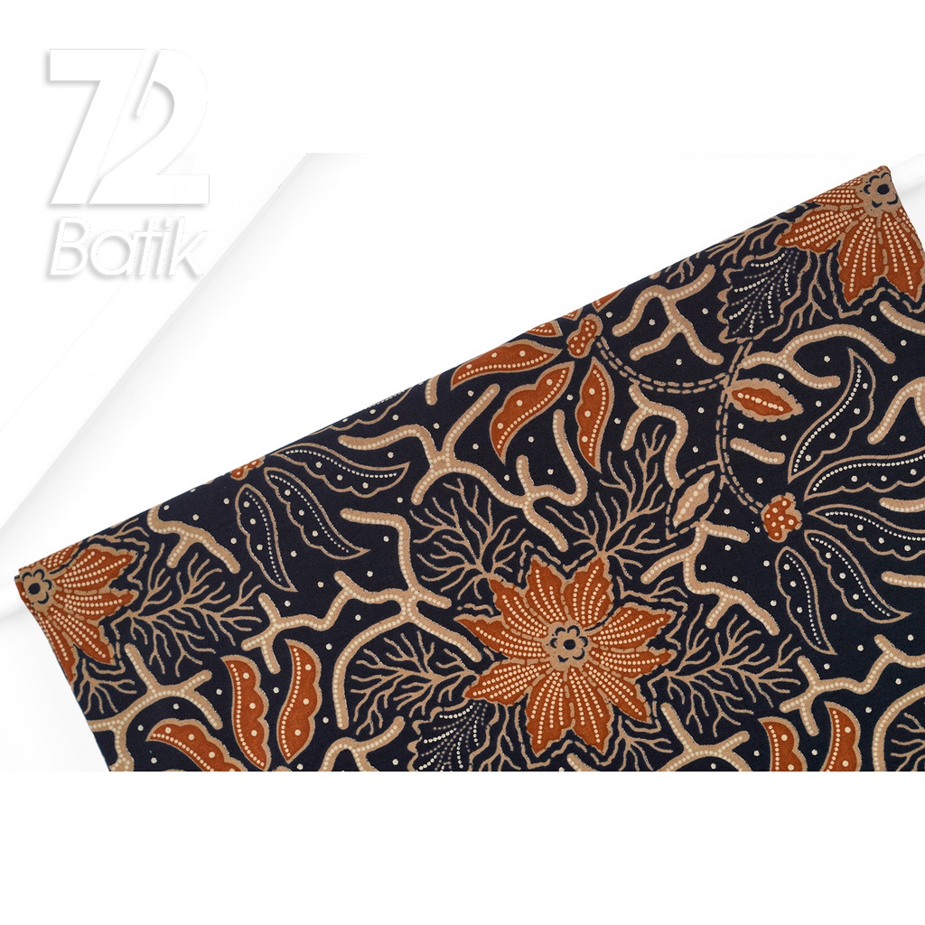 KAIN BATIK PREMIUM Bahan Katun Motif Kembang Neo Warna Coklat Hitam 723063 Cap 72IL Jarik Jarit Samping Kebat Panjang Batik Katun Modern Premium Bahan Seragam Batik Pernikahan Kantor Keluarga Murah Kamen Jadi Batik Bali Lembaran