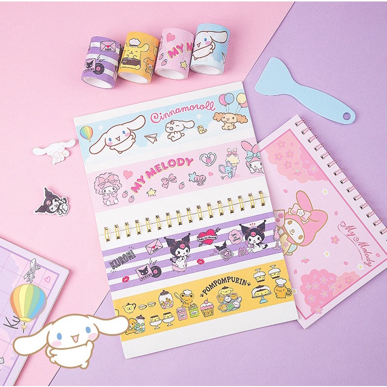 Sticker Stiker Washi Tape Masking Tape Selotip Motif Sanrio kertas motif Polos Motif Kotak Kotak Lucu Dekorasi Buku Book Diary Diari Memo Journal Catatan Harian  Alat Tulis Bisa Untuk Kado Ulang Tahun Scraping book @banyak