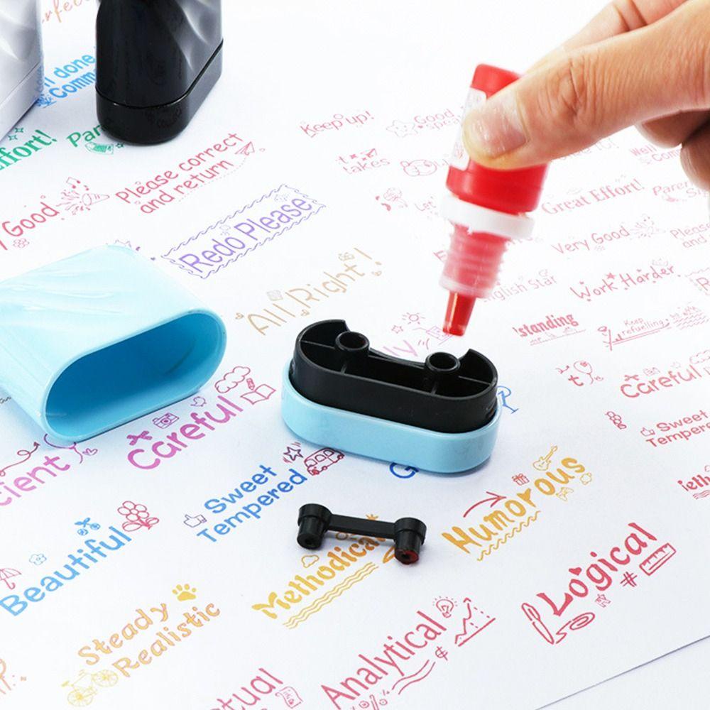 Solighter Commentary stamp Self-ink Student Bab Fotosensitif Perangko Mainan Anak Scrapbooking Stamper Kartun Perangko Mengajar