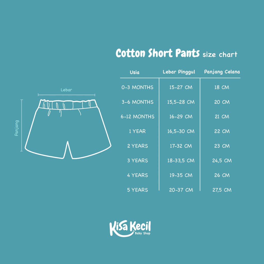 Kisa Kecil Celana Anak - Cotton Short Pants (1-6 Tahun) Celana Kasual Anak Casual Short Pants