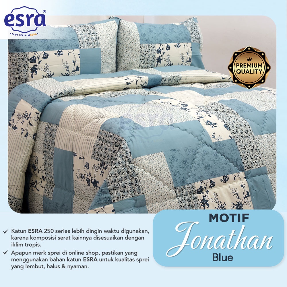 Sprei Anti Geser Bahan Katun Premium | JONATHAN BLUE &amp; NADIA MAROON  | ukuran 90 120 160 180x200