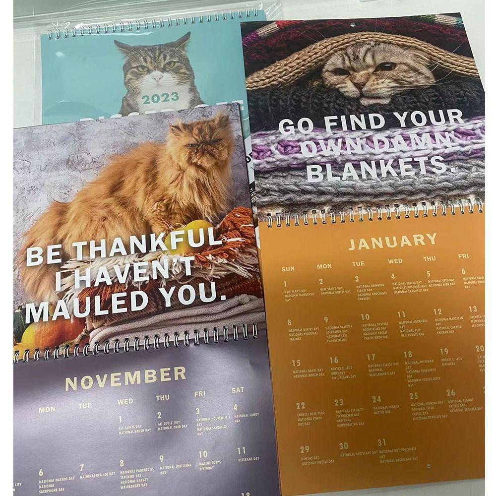 R-bunga Kalender Kucing Lucu Hadiah Makhluk Seni Dekorasi Rumah Art Moon Calendar