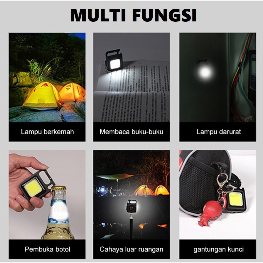 Lampu Senter Mini LED Gantungan + Magnet Super Terang Flashlight LED Portable Cas USB Charger Rechargeable Led Senter Saku Portabel Lampu Darurat ORIGINAL