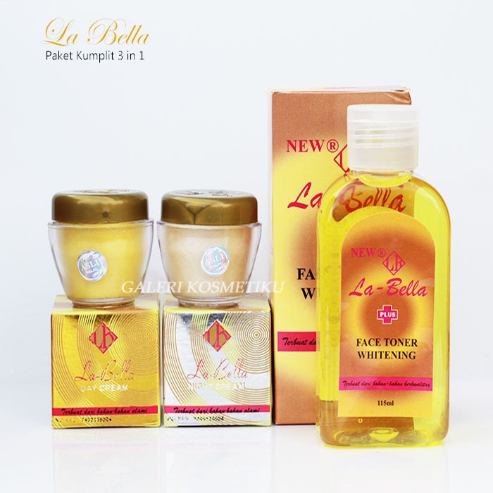 PAKET 3IN1 CREAM LA BELLA GOLD ASLI ORIGIINAL /Cream Siang Malam+Toner /Krim Labela/Labella