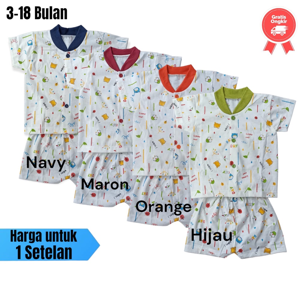 SETELAN PENDEK KANCING DEPAN ANAK BAYI LAKI-LAKI BAHAN HALUS ADEM