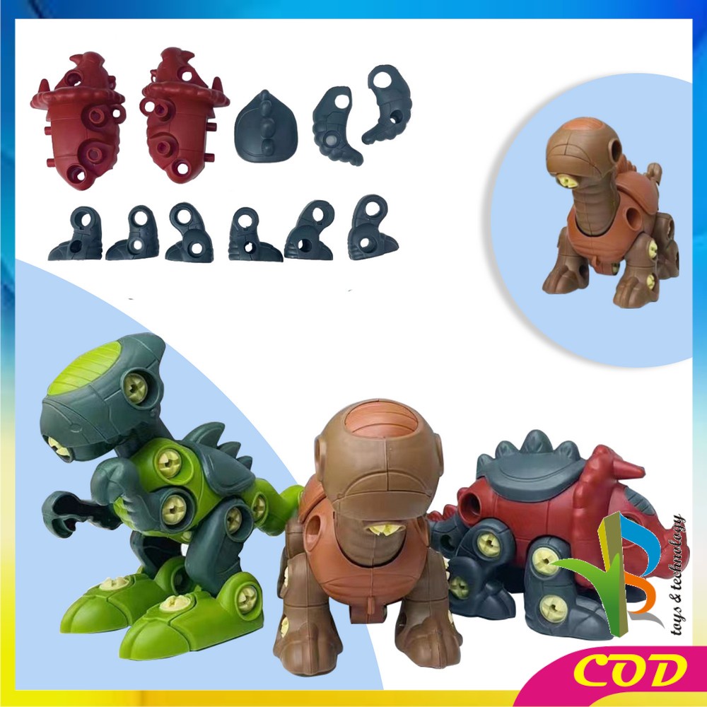 RB-M219 DIY Dino Puzzle Assembly 3IN1 Mainan Anak Bongkar Pasang Dinosaurus BONUS OBENG / Mainan Edukasi Anak DIY Assemble Dinosaur Set