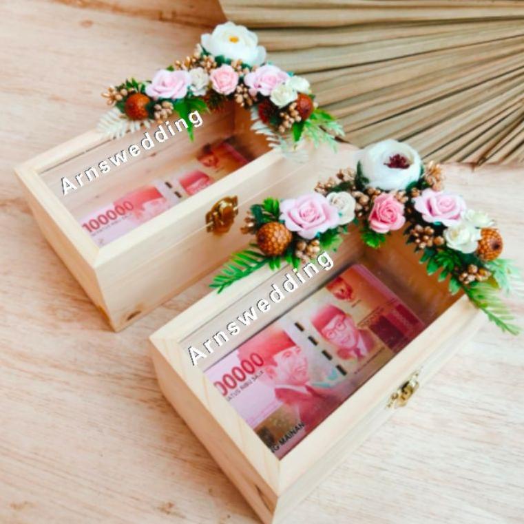 STOCK TERBATAS Rustic Kotak Uang Kotak Kayu Uang Kotak Cincin Kotak Mahar Kotak Kayu Box Kayu Box Ua