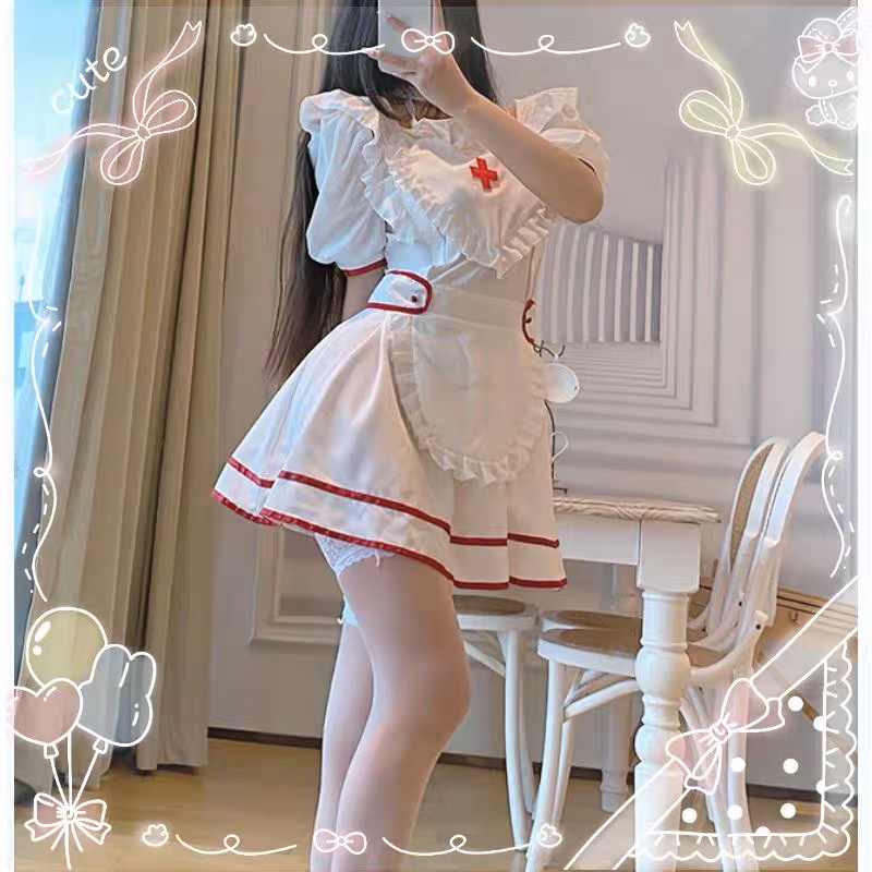 Lingerie Sexy Perawat Nakal Cosplay Seragam Kamar Tidur Pembantu Acara Kostum Set 3A567