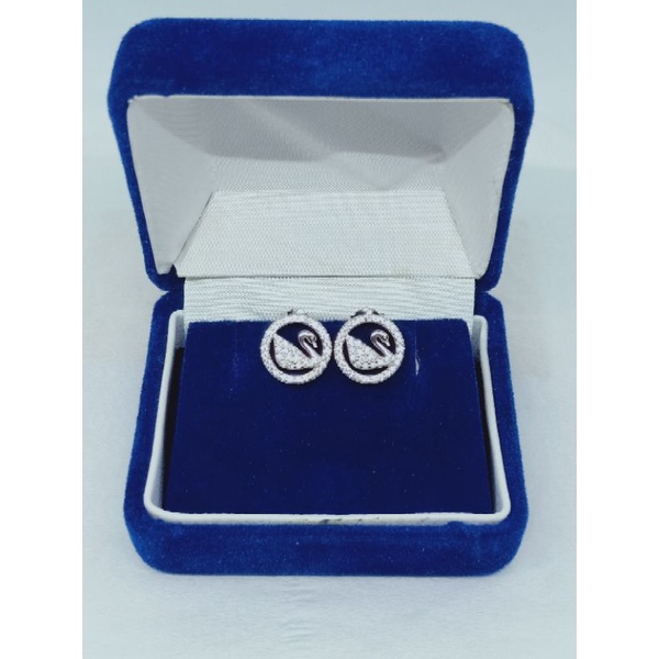 giwang model bulat swan mp/perak asli silver 925 lapis emas/perhiasan fashion wanita terbaru