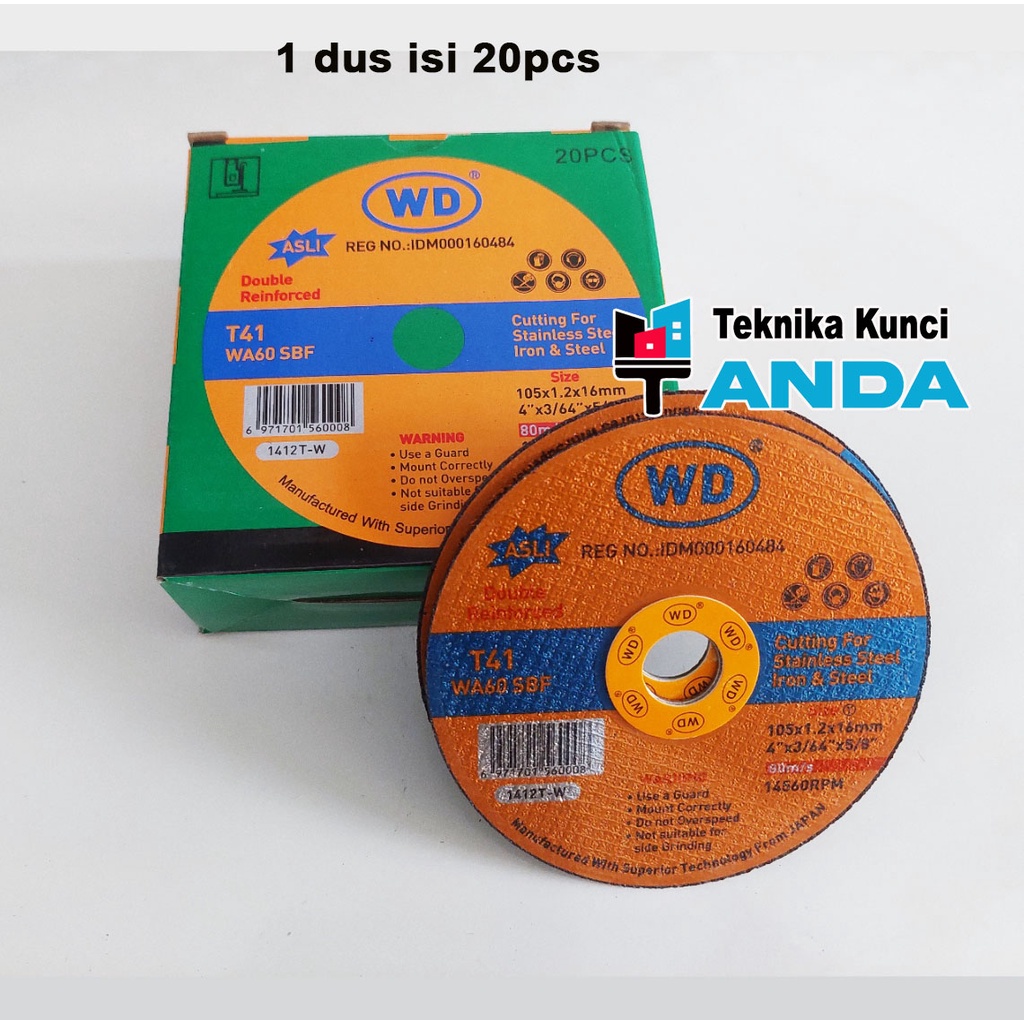 WD Potong besi 4 in dus pak - Batu Gerinda Wd dus - pisau potong besi - resibon potong WD