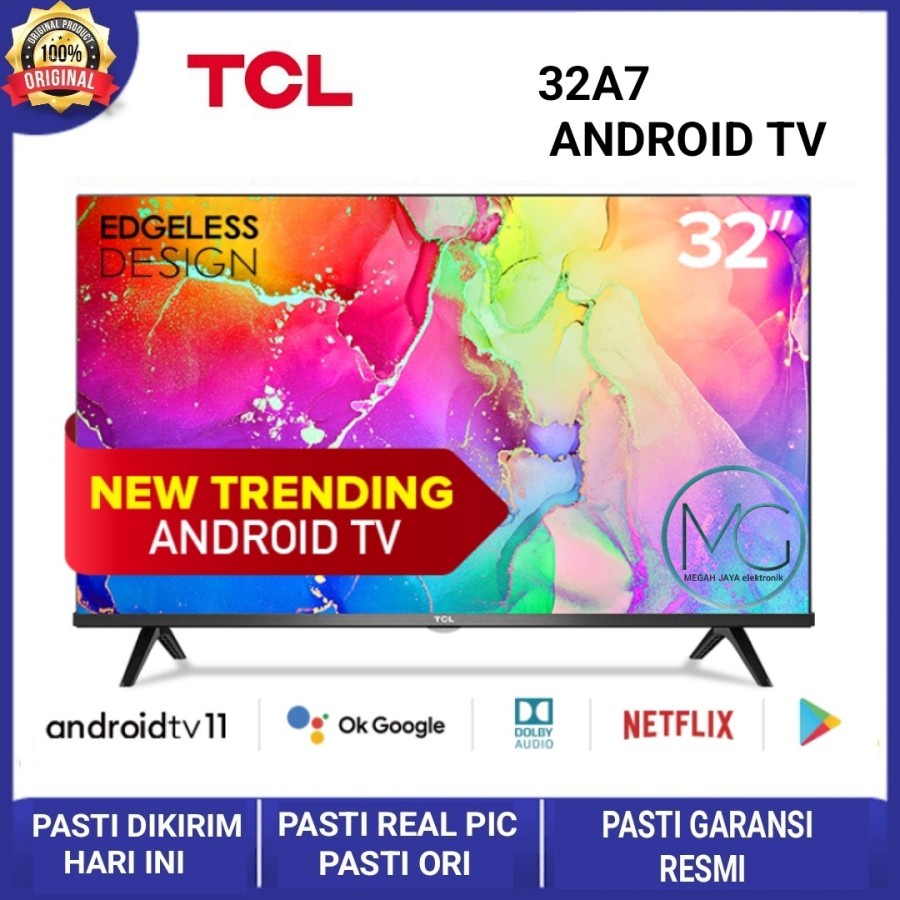 TCL 32A7 Smart TV 32 inch Android 11 HDR Panel A+Quality Frameless