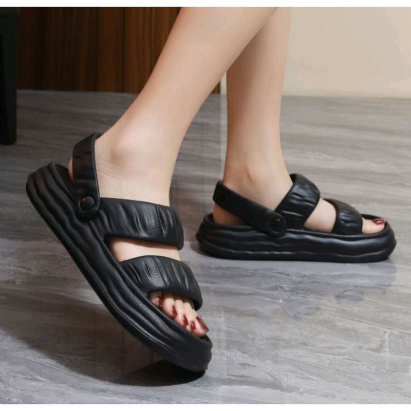 SANDAL WANITA CASUAL CORLA 2 BAN RUFFLE KOREAN FASHION IMPORT