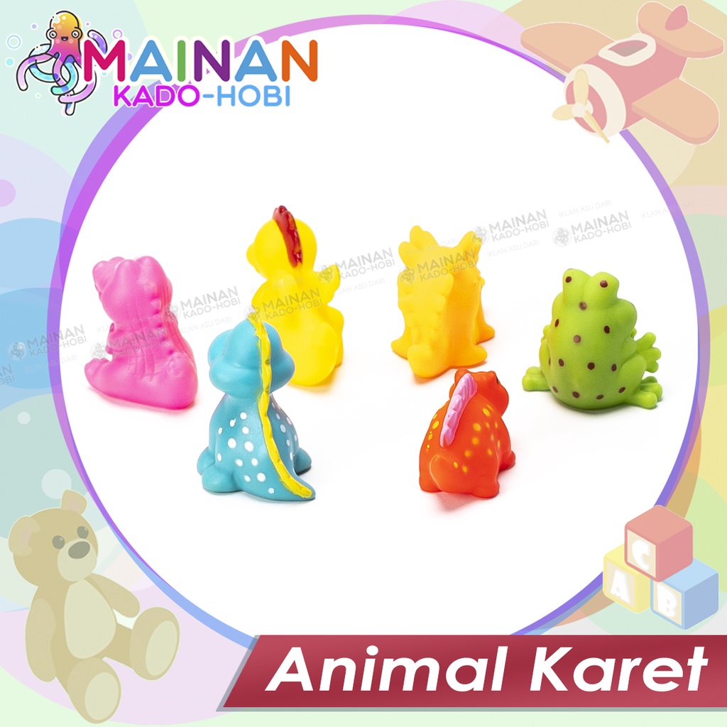 MAINAN MANDI ANAK BABY ANIMAL SET HEWAN KARET