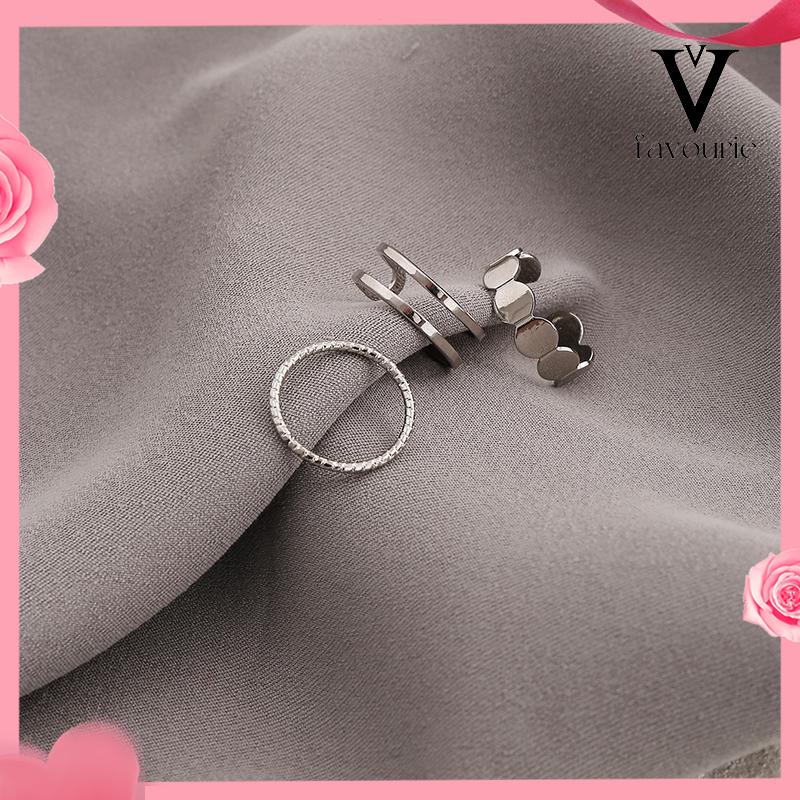 COD3 Set Cincin Jari Gaya Korea Fashion Vintage Geometris cincin Untuk Wanita-FA