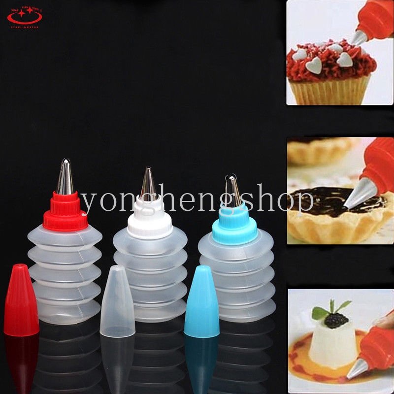 Reusable Spring-type Icing Piping Bottle with Nozzle Cupcake Cookie Sugarcraft Dekorasi Kue Anak Bento Decor Dapur DIY Alat Baking