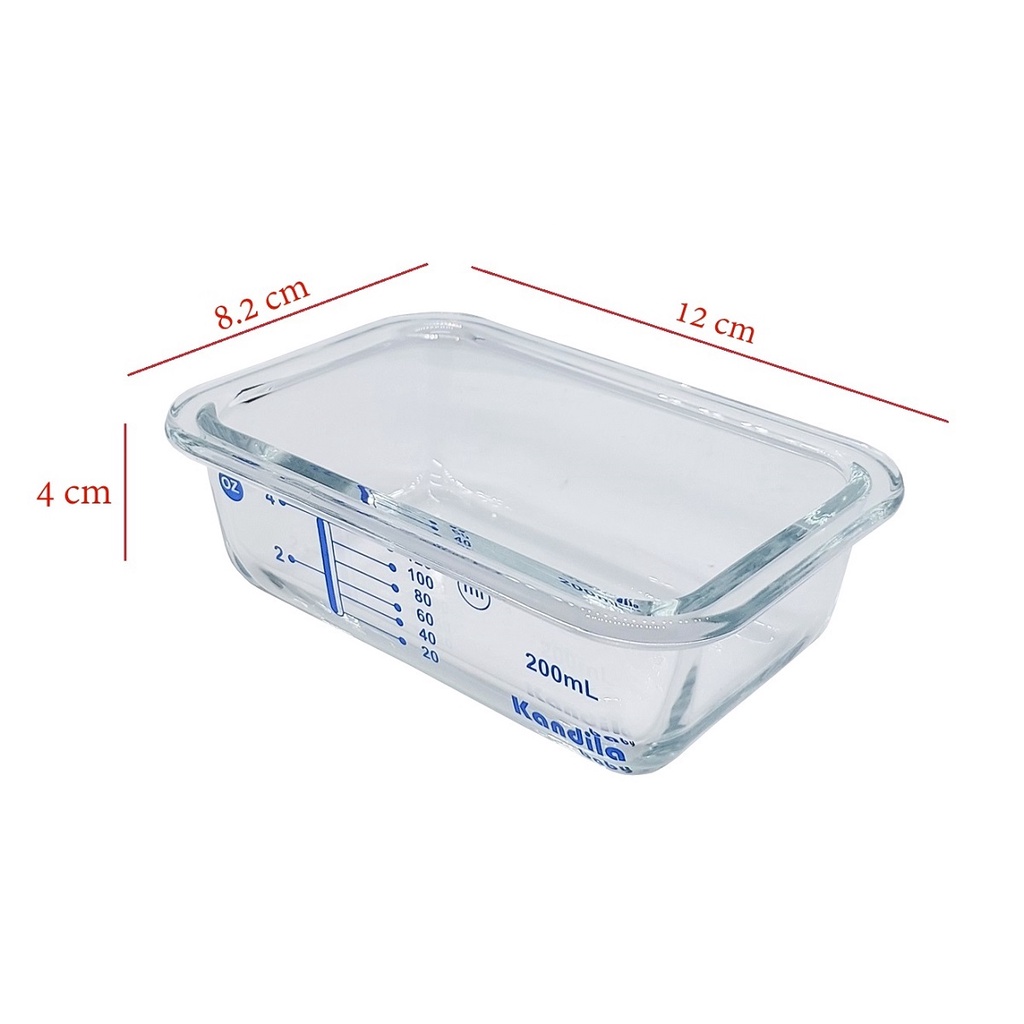 Kandila 200ml Glass Food Container Wadah Kaca untuk Makanan di Freezer Kedap Udara