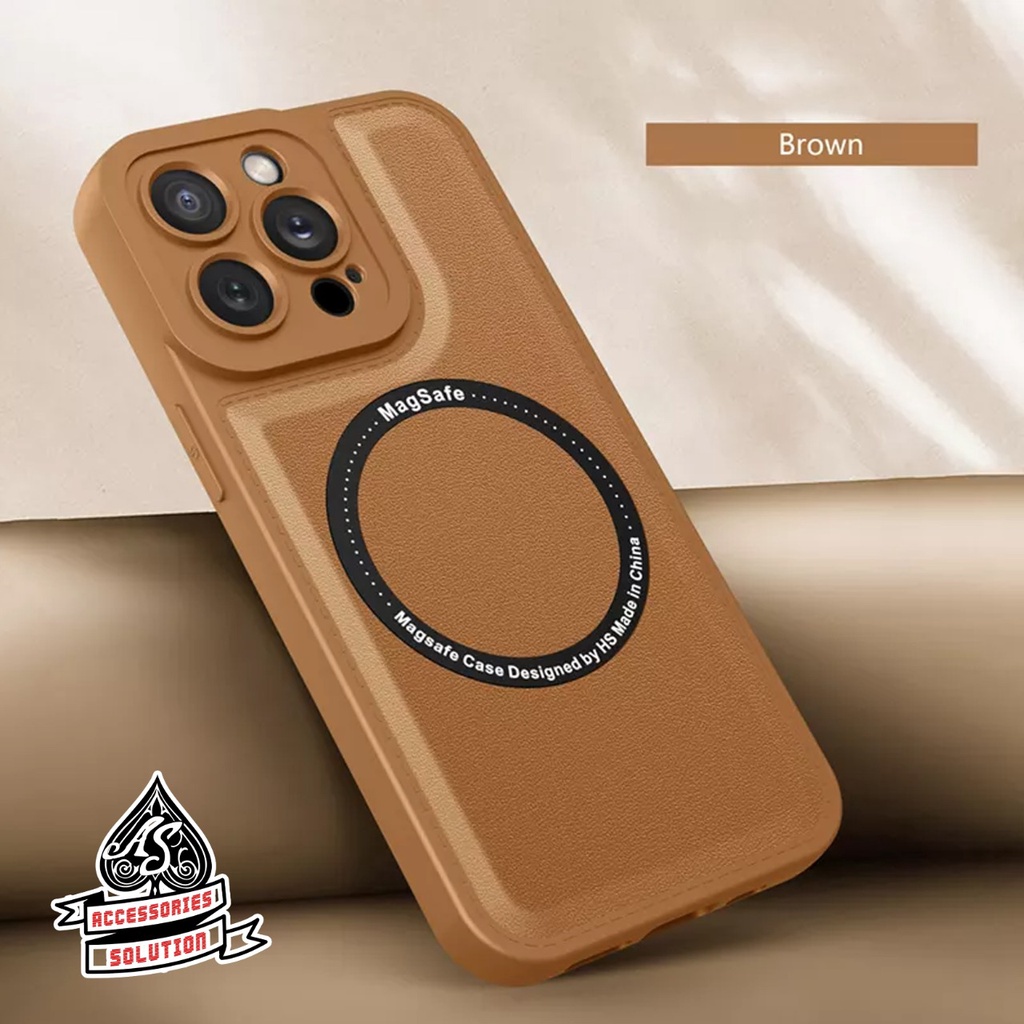 CASE MAGSAFE LEATHER WIRELESS CHARGING CASING HP FOR IPHONE 13 14 PRO MAX 13 MINI 14 PLUS HARDCASE