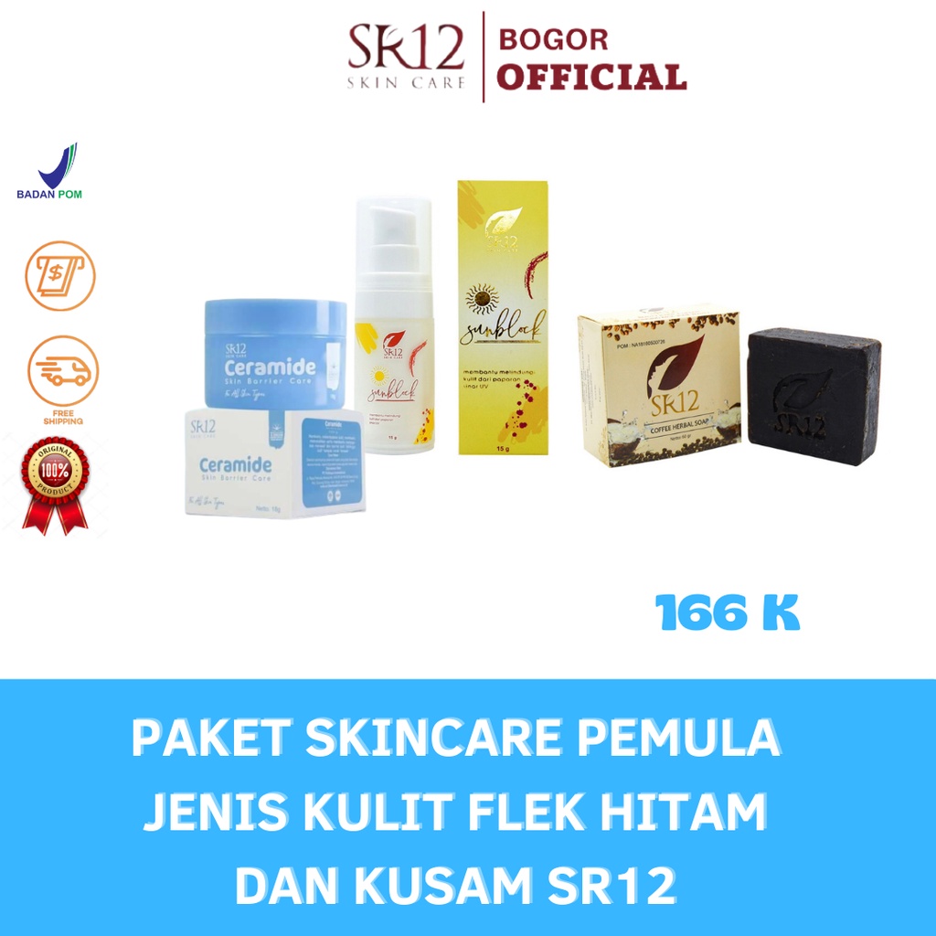 Paket Pemula Sr12 Untuk Jenis Kulit Flek Hitam/Kusam/Paket Pemula Sr12 Bpom