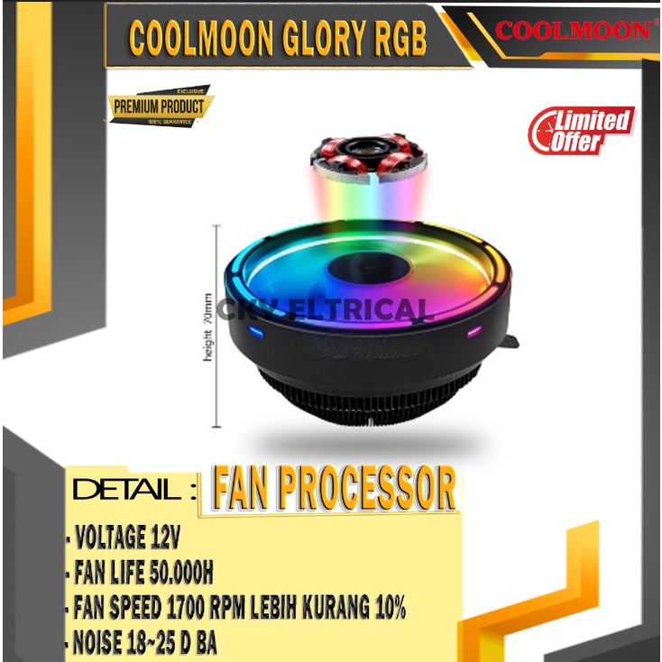 FAN PROCESSOR COOLMOON GLORY RGB COLORFUL COOLER