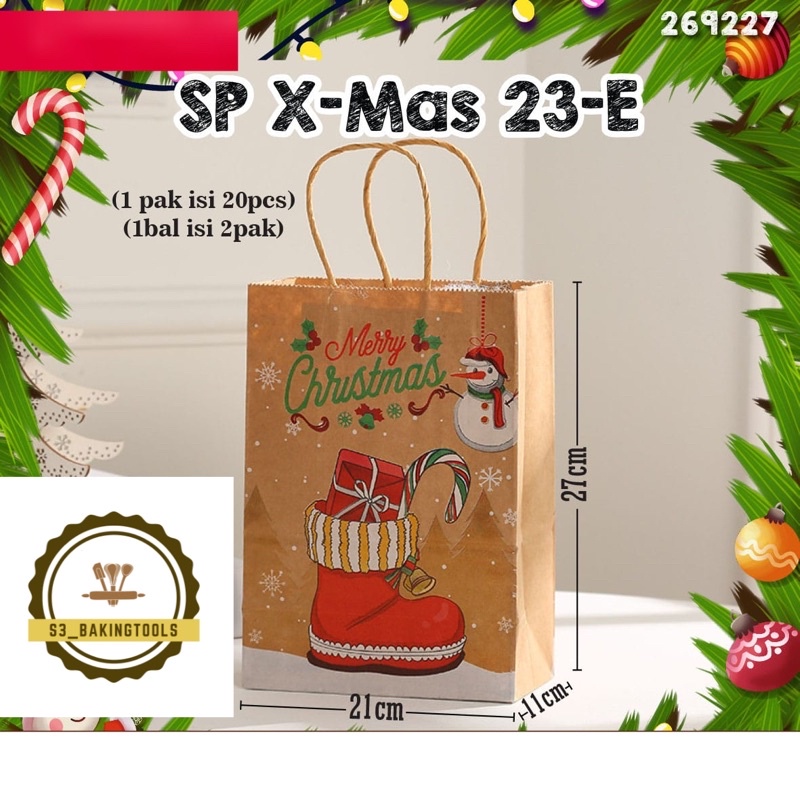 

Paper bag tas kertas christmas 23E isi 10 lembar