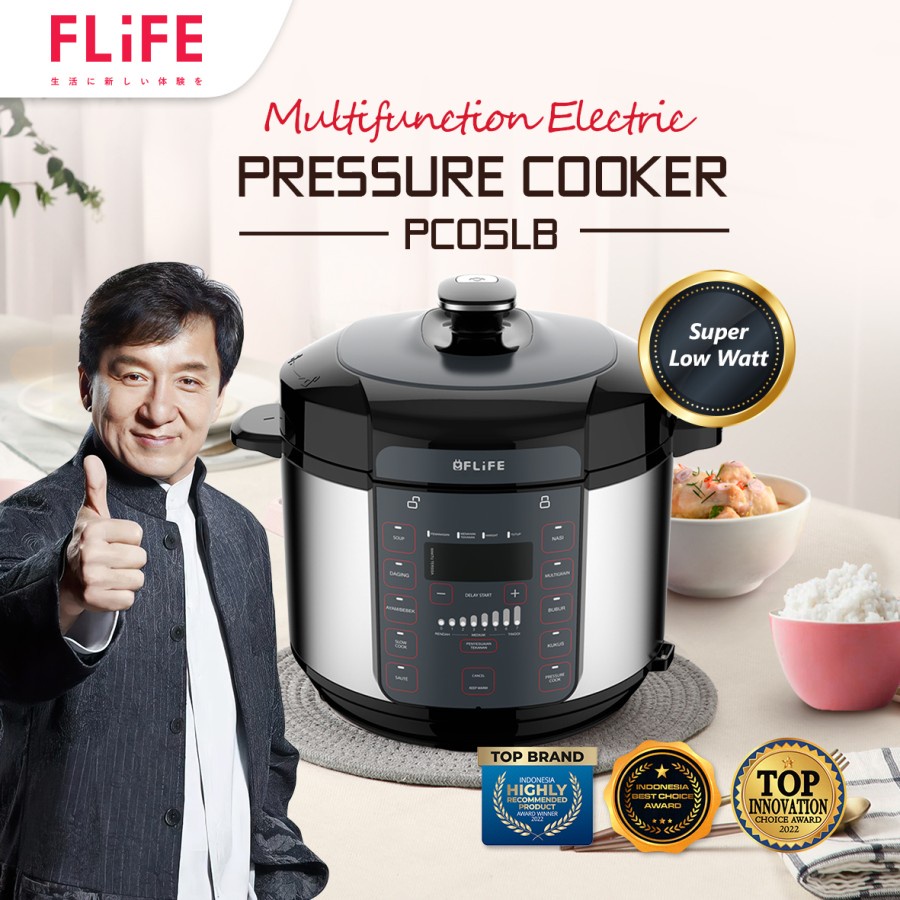 FLIFE Elektronik PC05LB Pressure Cooker - Panci Presto 5 L - Super Low Watt