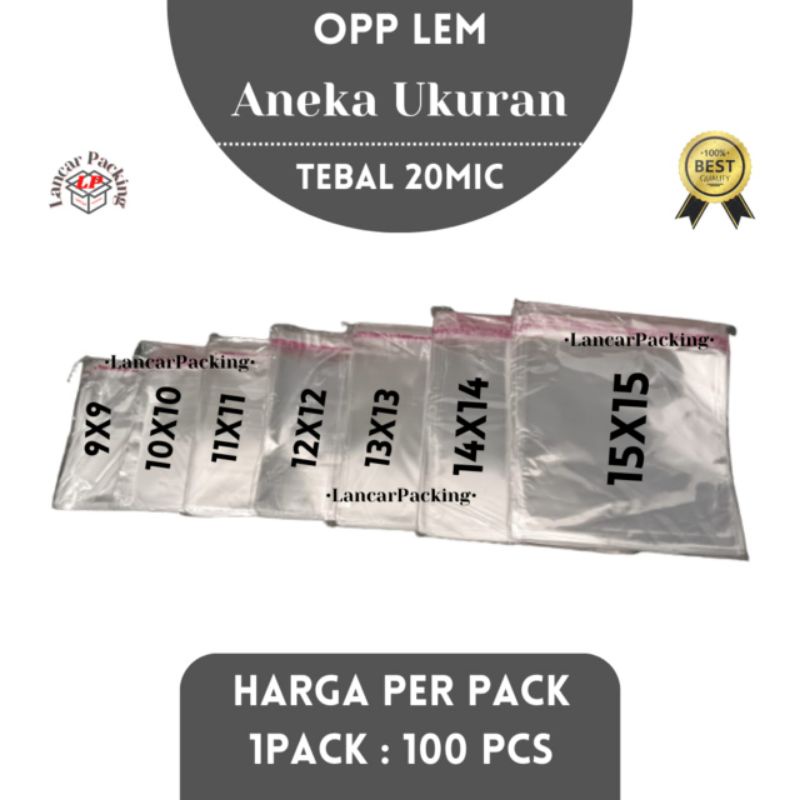 Plastik OPP 9x9 (Tebal 20mic) / Plastik OPP 10x10 / Plastik OPP 11x11 / Plastik OPP 12x12 / Plastik 
