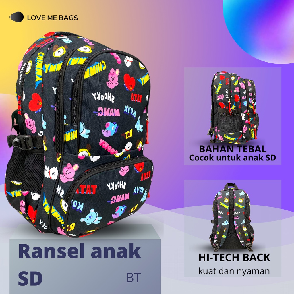 LMB Tas Anak Sekolah SD Remaja Import Bahan Canvas Premium Tebal Karakter Kartun Lucu