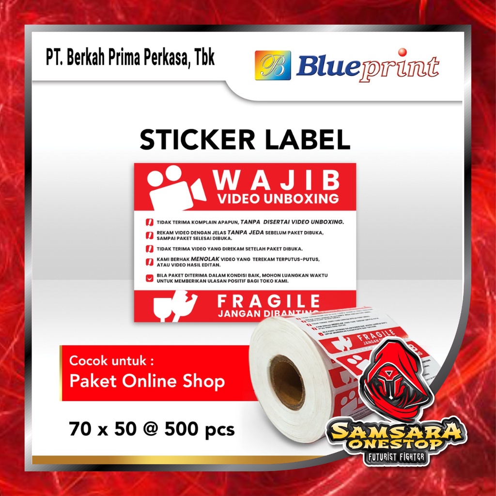 

Label Sticker FRAGILE BLUEPRINT 70X50 ISI 500 70 X 50 semi coated