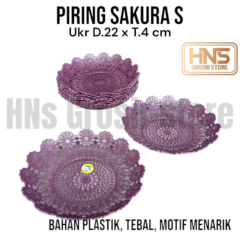 (12pcs) Piring makan plastik prasamanan sakura mutif bunga grosir