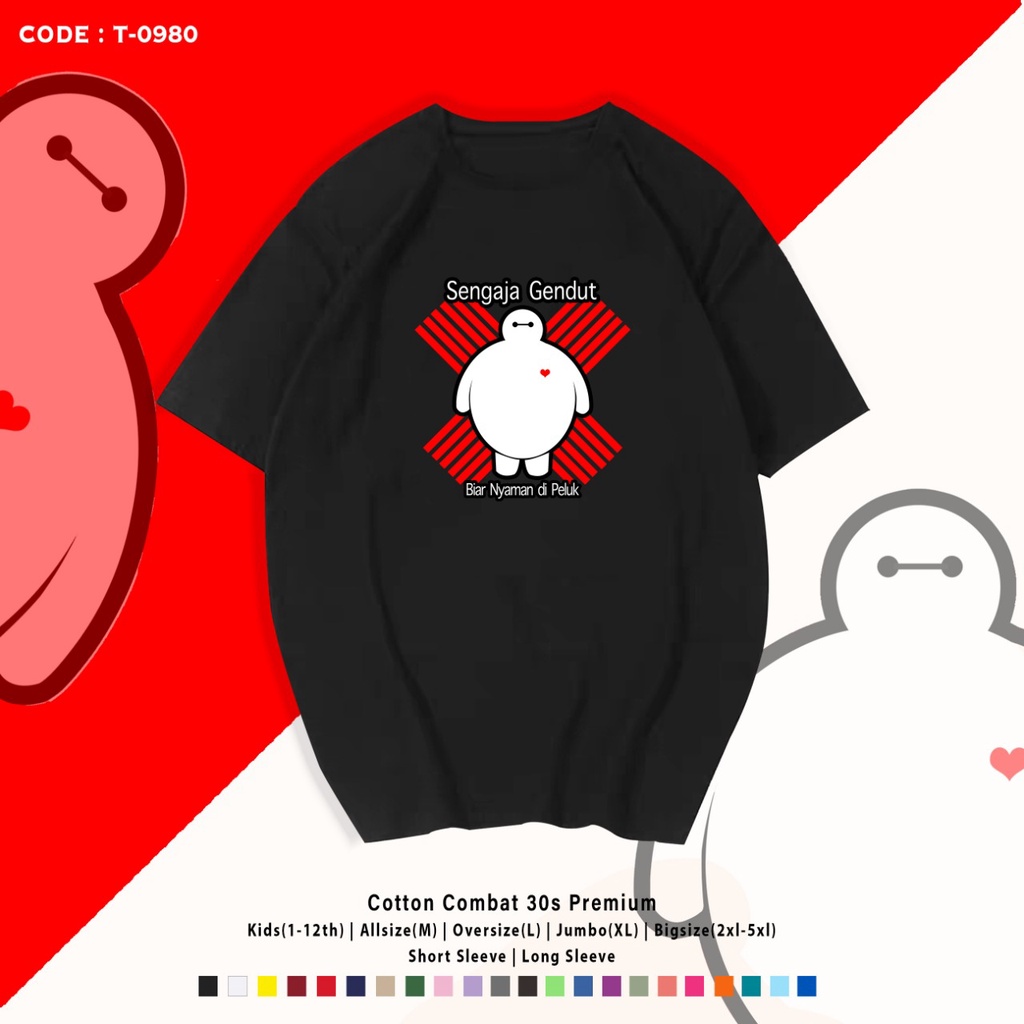 T-Shirt Baymax Ndut / Atasan Unisex Oversize / Kaos Dewasa dan Anak