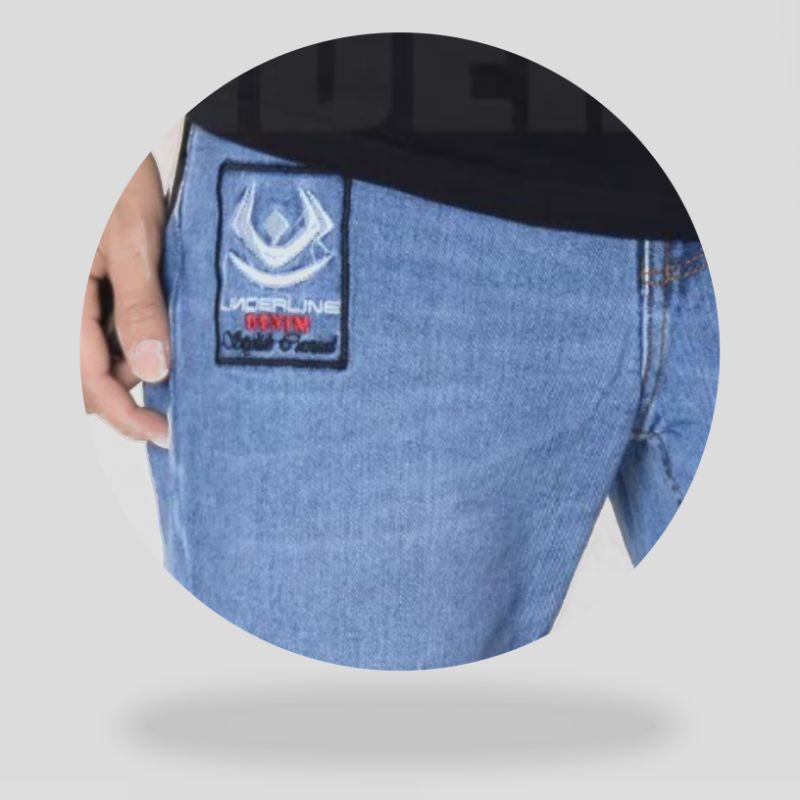 Celana Pendek Jeans Pria Bordir Distro Standar Reguler Emblem Short