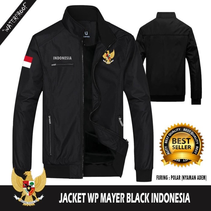 ⭐BISA COD⭐ JAKET WP GARUDA INDONESIA TERBARU - M, Hitam