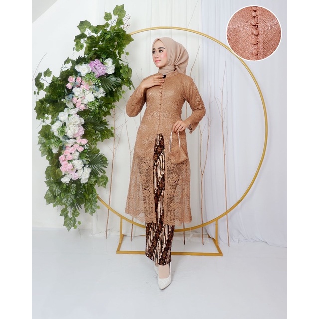 TUNIK BRUKAT KANCING - KEBAYA BUSUI DRIENDLY - OUTFIT KEBAYA BRUKAT MODERN / BAJU KEBAYA BRUKAT BORDIR IMPORT