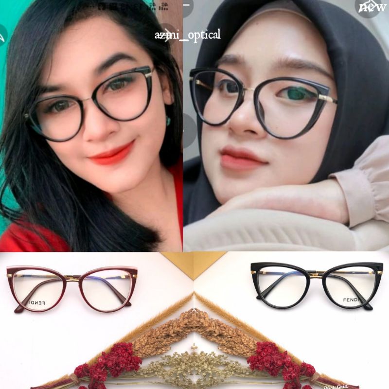 KACAMATA MUDEL BARU CAT EYE 95283 KACAMATA WANITA (BISA REQUEST LENSA NORMAL MINUS-DAN CLYLINDER)