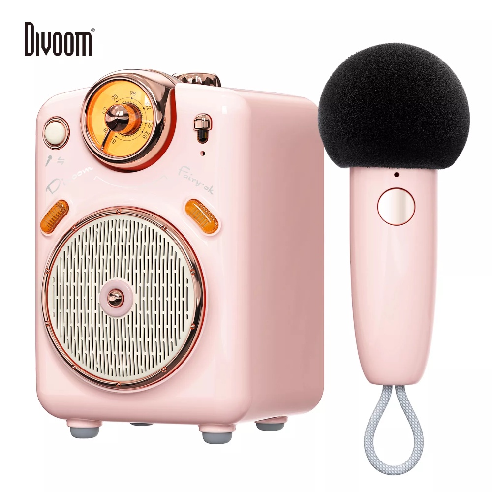 Divoom Fairy OK Speaker Bluetooth Portable Dengan Fungsi Karaoke Mikrofon Dengan Perubahan Suara, Radio FM, Kartu TF