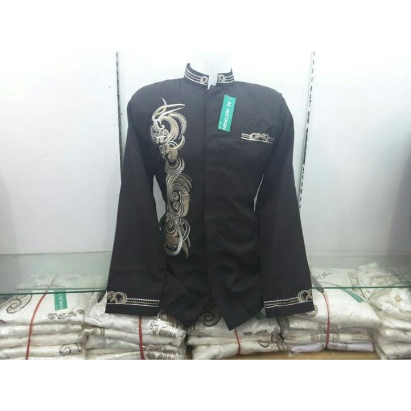 Baju Pria Muslim Baju Koko Jasko Jas Koko Coklat Bordir Al Muttaqin Collection
