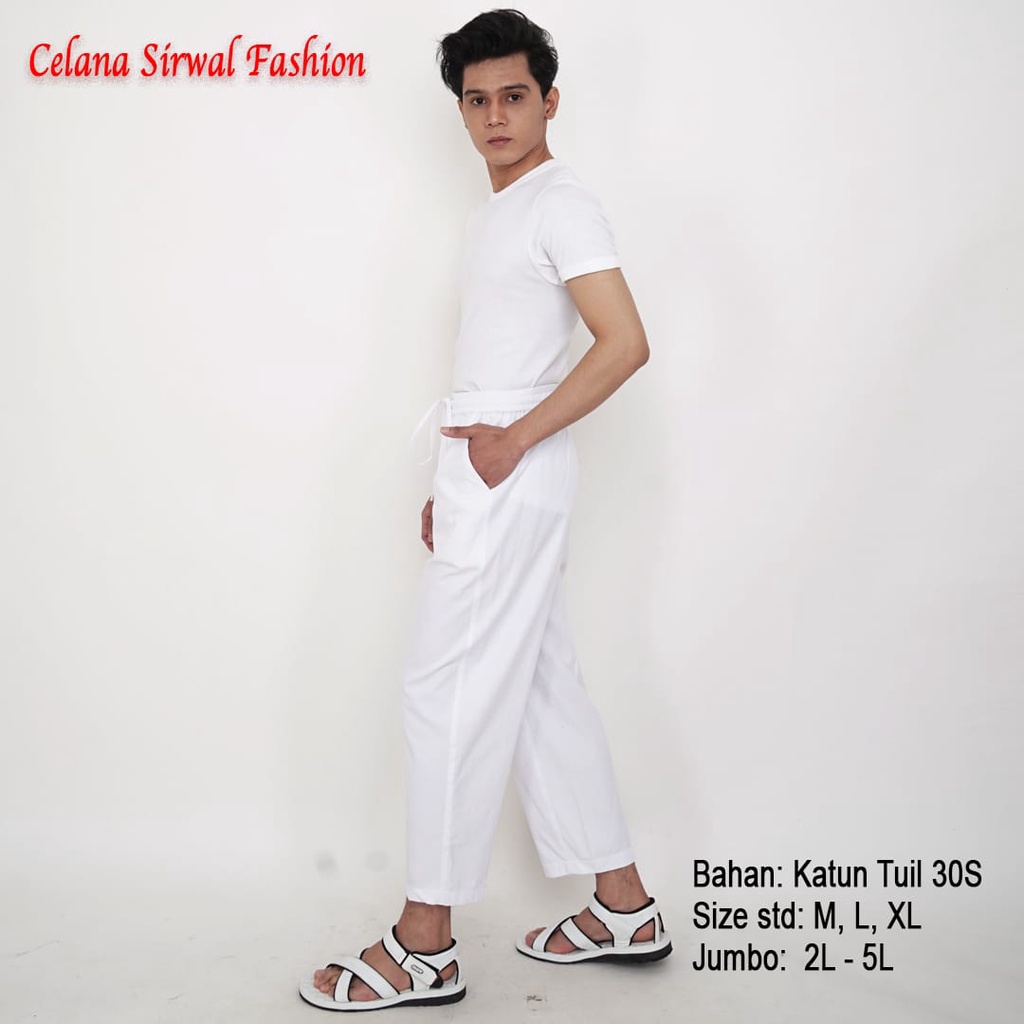 Celana Haji Pria Dewasa Warna Putih Bahan Tuil