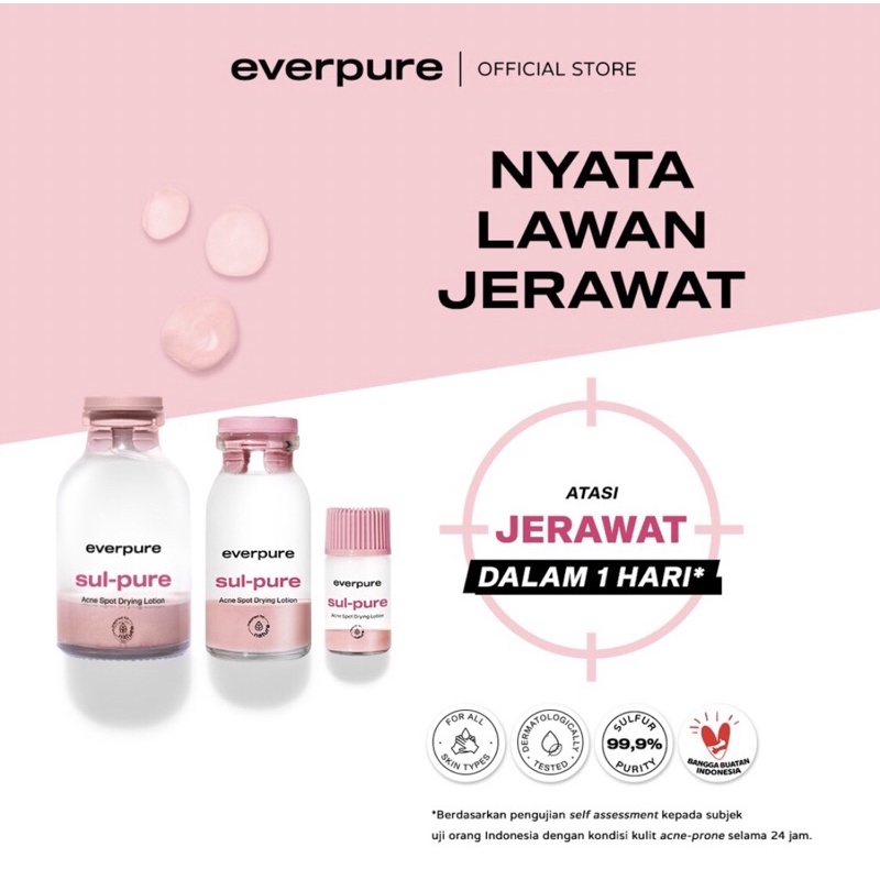 [READY STOCK&amp;FREE GIFT] EVERPURE  SUL-PURE ACNE SPOT DRYING LOTION - OBAT TOTOL ATASI JERAWAT DALAM 1 HARI DENGAN SULFUR &amp; BHA [BPOM] 3ml, 10ml, 20ml