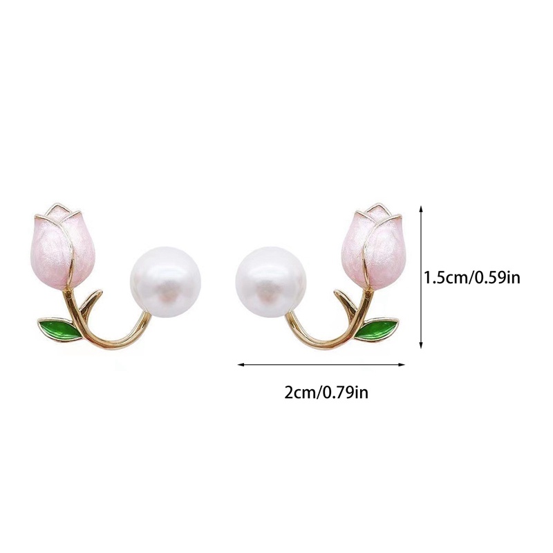 Musim Panas Segar Bunga Pink Anting Pejantan Dikontrak Mode Elegan Mutiara Halus Tren Wanita Anting-Anting