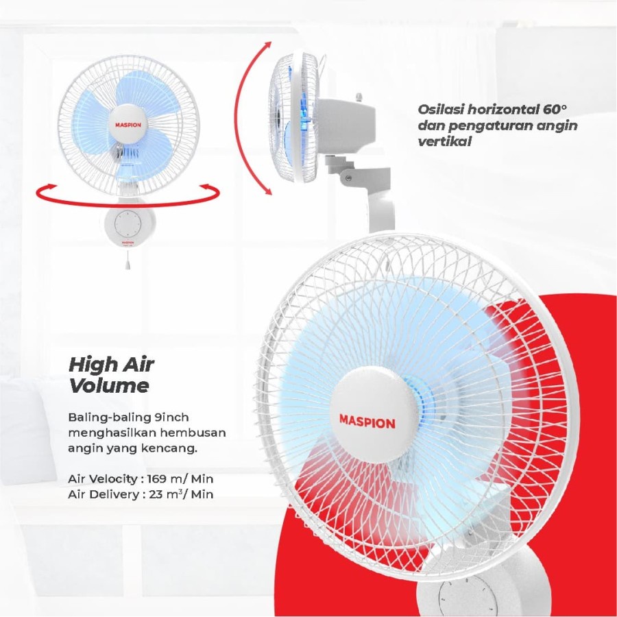 Maspion Wall Fan MWF-23 / MWF-232 Kipas Angin Dinding 9&quot; MWF