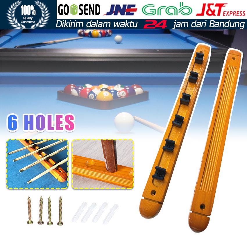 Murrey Wall Cue Rack - Rak Stick Dinding Kayu - Hold 6 PC Billiard Cue
