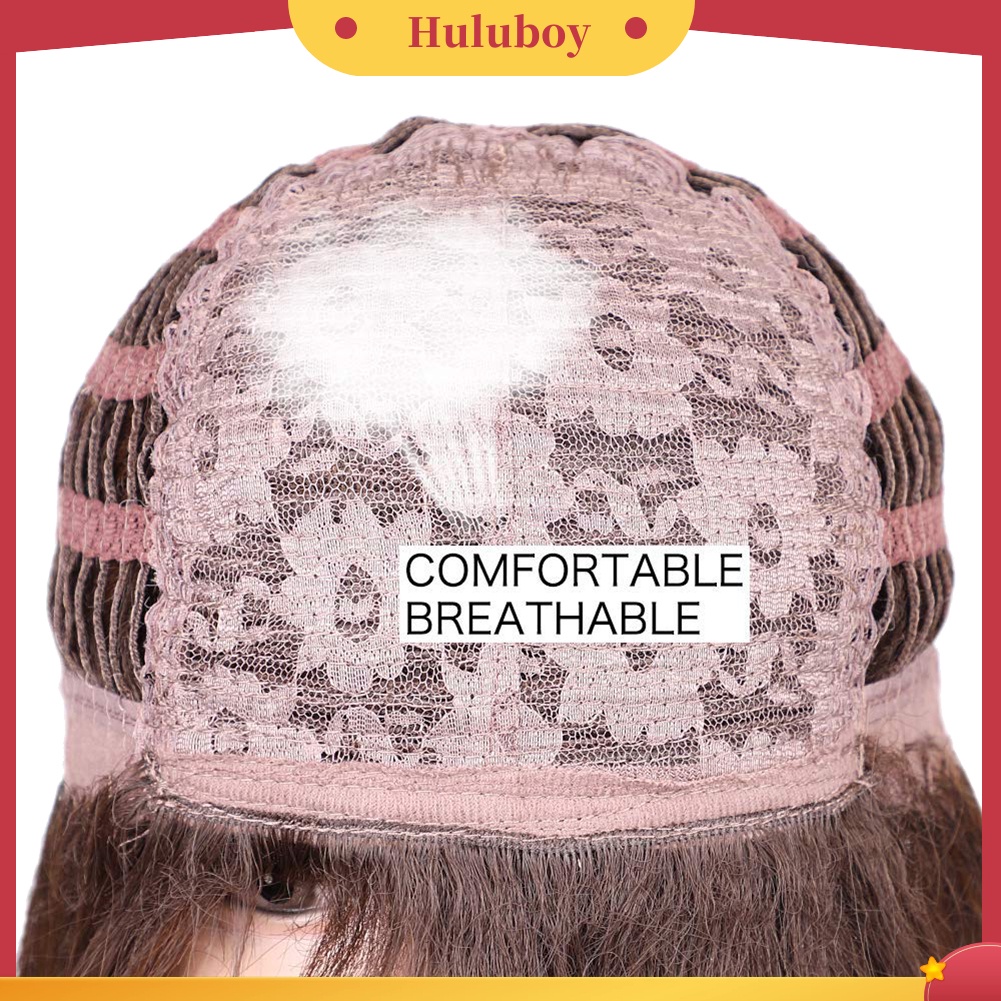 Wig Rambut Panjang Lurus Natural Dengan Poni Samping Untuk Wanita