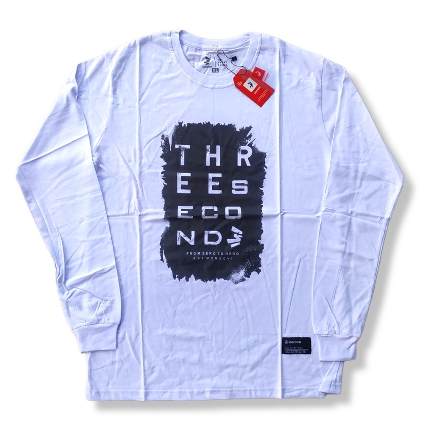 Baju Kaos Tshirt Distro Pria 3Second Threesecond Three Second 3scond Lengan Panjang Cowok Original