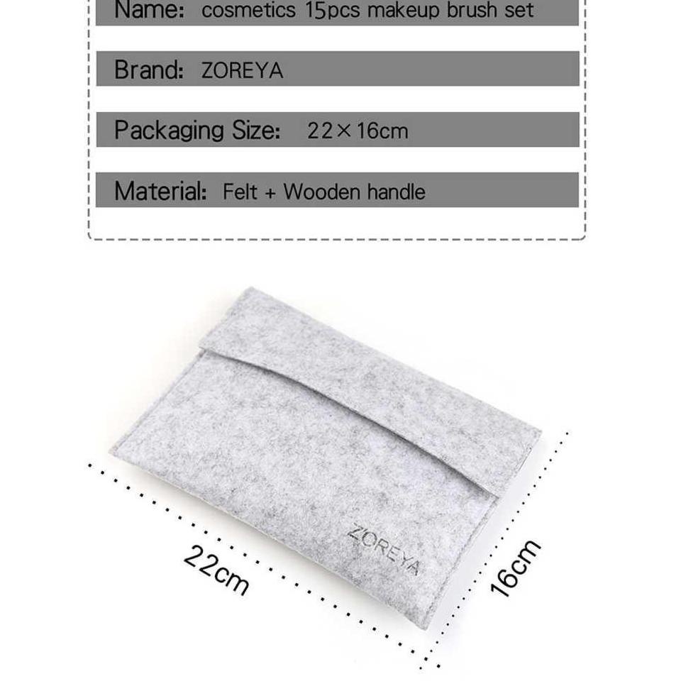 

PRODUK TREND (BISA COD) Zoreya Brush Make Up 15 Set dengan Pouch - ZZ15 [Hitam] 3598 ⇭