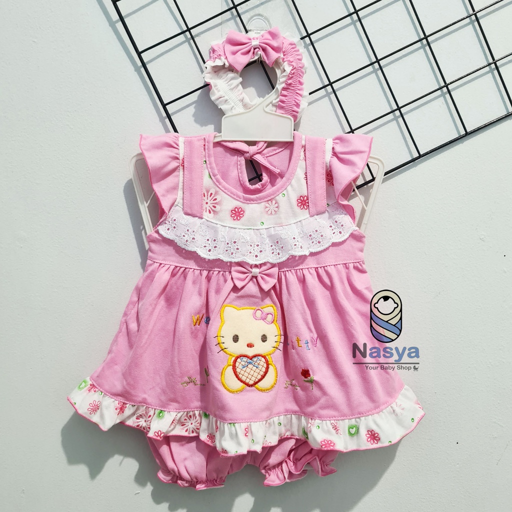[P-024] Baju Bayi 0-9 m / Dress Bayi Perempuan motif animal (Bonus BANDANA)