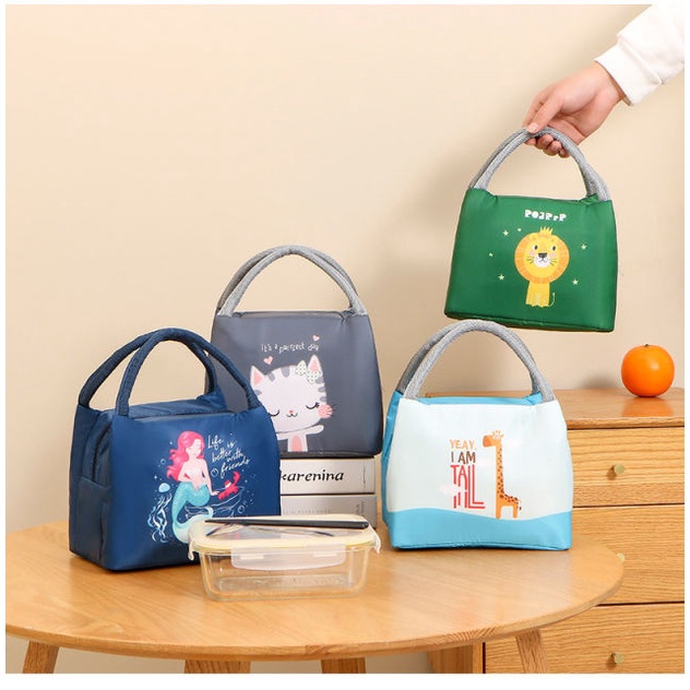Holiven Tas Bekal Karakter Lunch Cooler Bag Salur Makanan Aluminium Kotak Makan Import Tas Kotak Makan Siang